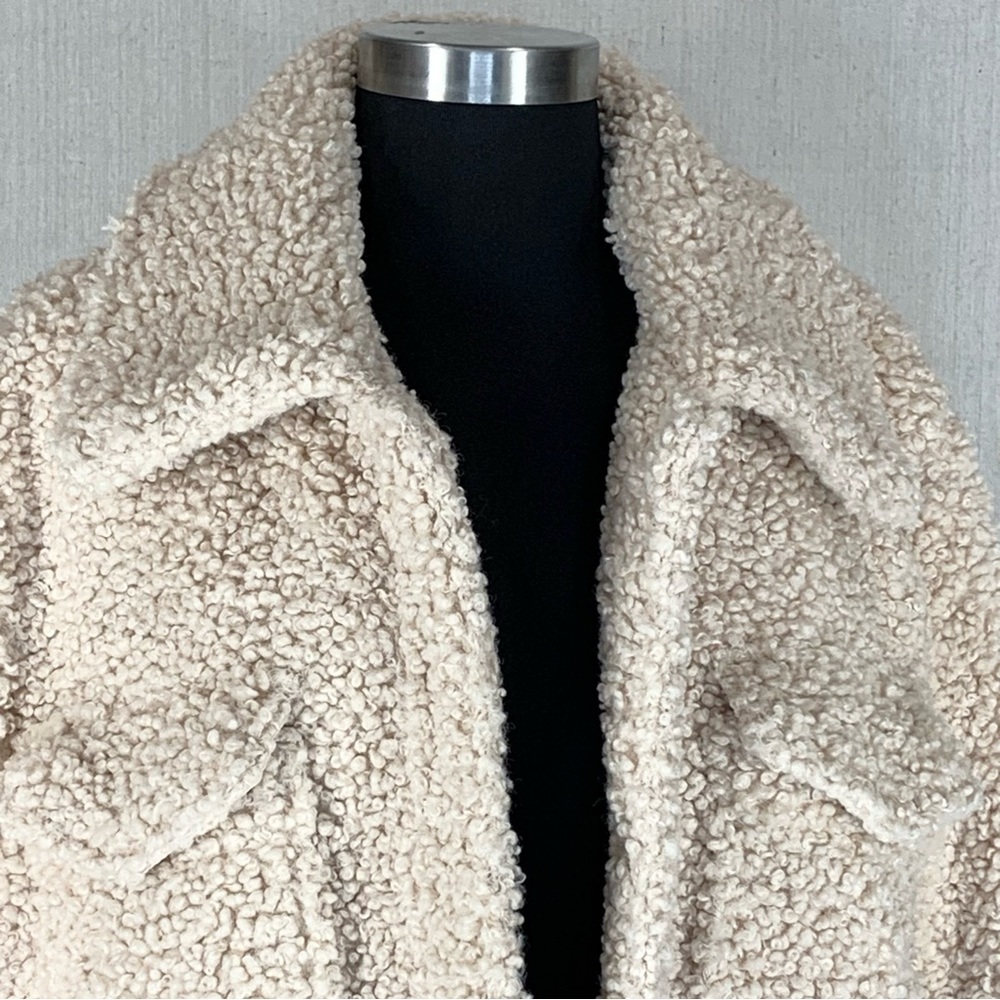 Knox Rose~Women’s Cream Sherpa/Teddy Snap Front Collared Jacket/Coat~Sz S - Picture 3 of 14